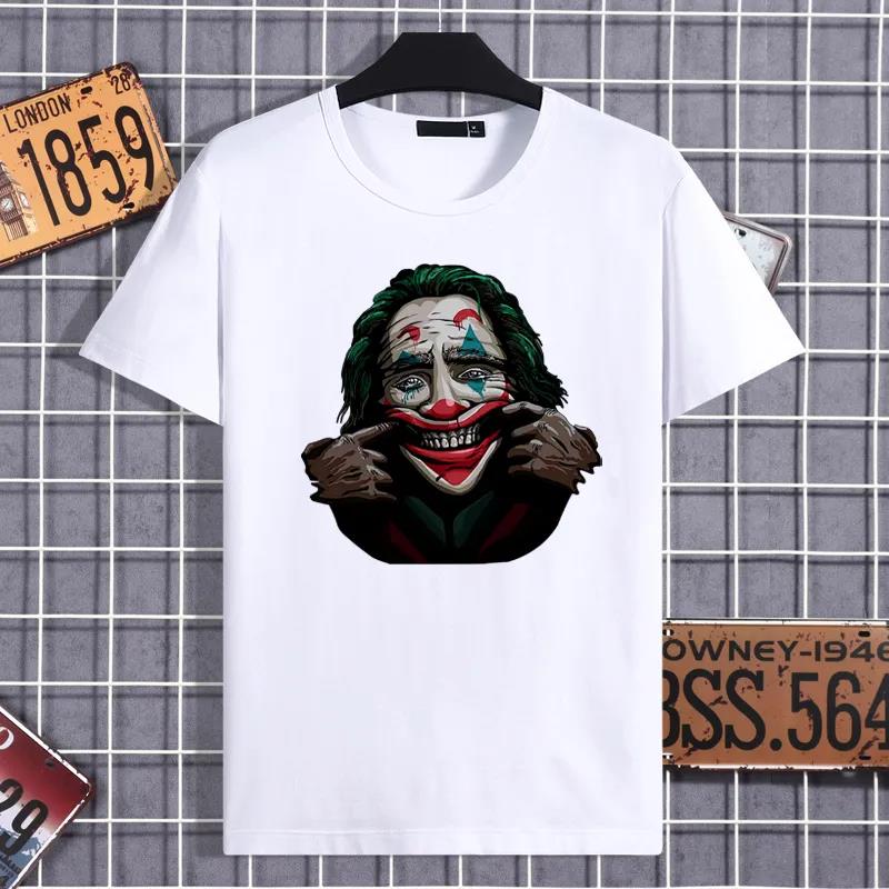 Clown Print T-shirt Casual Thin Shirt Elegant Loose O-Neck Short Sleeve Tees Men Clothing Streetwear Summer
