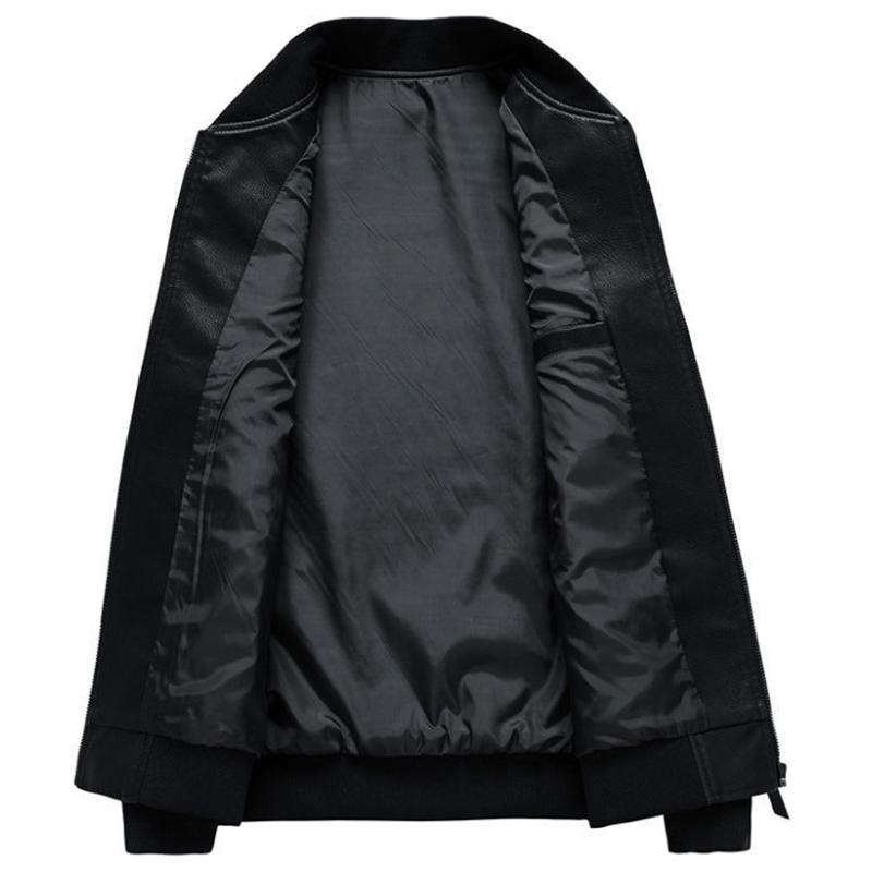 Men's Jacket Autumn Young and Middle-aged Leather Jacket Korean Version Baseball Collar PU Leather Jacket Men's