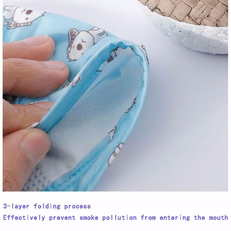 Baby Care Set Cartoon Cute Anti-Dust Mask for Kids Disposable Non-Woven Fabric Masks Random Color