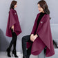 Woolen Coat Women's Cloak-style Coat Cardigan Woolen Coat Irregular Shawl Temperament Versatile Warm and Comfortable Wrap