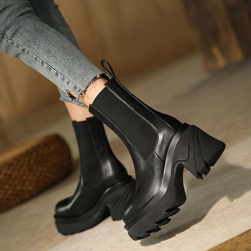 Martin Boots Women's Autumn 2021 Thinner Thick-soled British Style Soft Leather Tide Boots