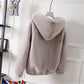Fall/winter Hooded Pocket Sweater Loose Long-sleeved Furry Coat Solid Color Zipper Non-fading Top