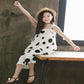 Girls' Summer Suits Big Children Western Style Korean Children's Summer Net Red Fashionable Chiffon Two-piece Suit