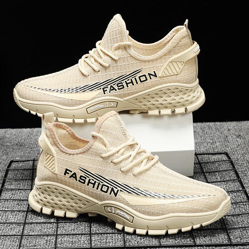 Spring and Autumn Men's Trendy Shoes Flying Mesh Casual Sports Men's Shoes Korean Version of All-match Running Shoes Light