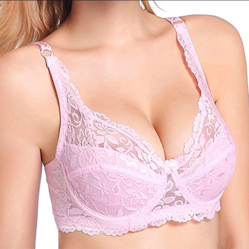 Summer Lace Ultra-thin No Steel Ring Bra Women's Sponge Underwear New Collection Big Breasts Show Small Plus Size Bra