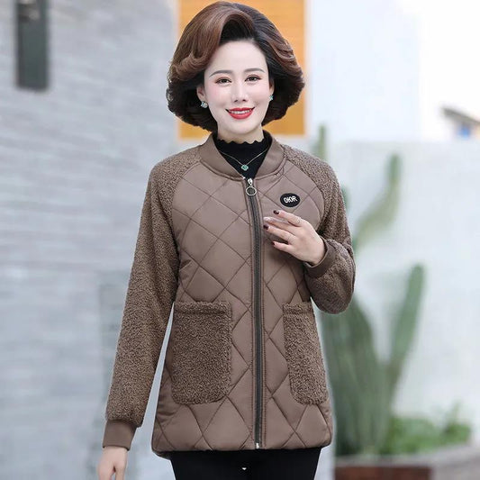 Mom's Fall/winter Clothes Padded Jacket Women Middle-aged and Elderly Winter Short Middle-aged Padded Jacket