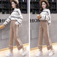 Autumn and Winter Thick Woolen Pants Wide-leg Pants Loose Women's Thin Straight-leg Pants Student Plus Size Casual Pants Nine-point Pants