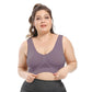 Women's Plus Size Seamless Bra with Pads Solid Color Breathable Bra Hollow Out Sports Yoga No Wire Gathering Vest Bra