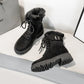 Women's Boots Winter Shoes Fur Boots Plush Warm Snow Ankle Booties Female Platform Chunky Boots Cow Suede Shoes