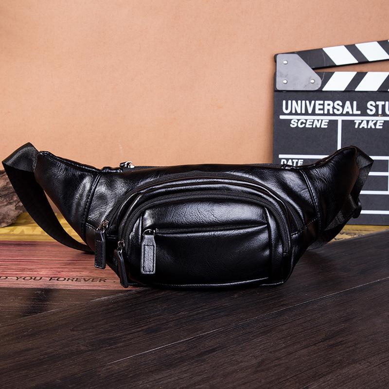 Waist Bag Men's Zipper Waterproof Black Shoulder Bag Outdoor Riding Sports Travel Messenger Bag