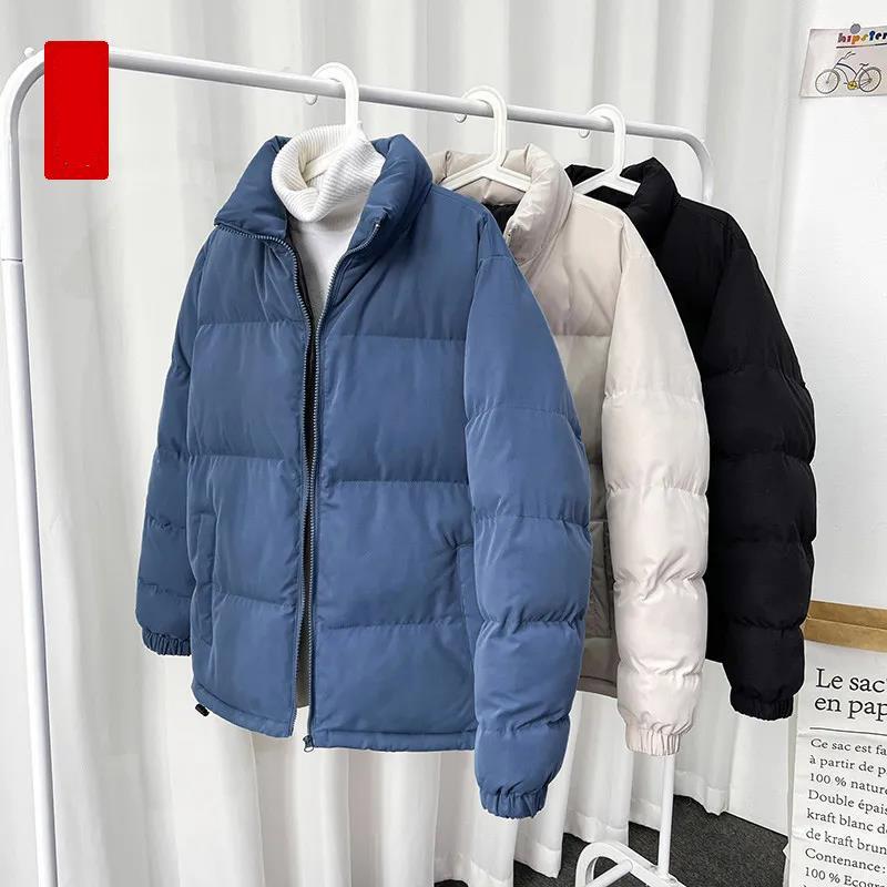 Trendy Men's Cotton-padded Clothes Men's Winter Clothes Thickened Simple Solid Color Padded Jackets Loose Wild Large Size Bread Clothes