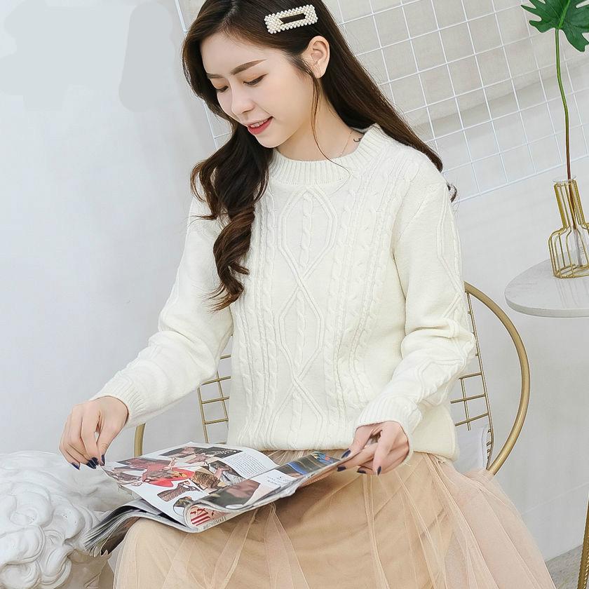 Women Winter Lazy Wind Round Neck Thick Sweater CoatNew  Loose Sweater Women's Sleeve