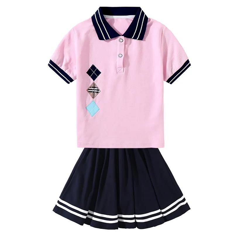Primary School Kindergarten Uniforms Summer Short-sleeved School Uniform Suit British College Style Class Clothes