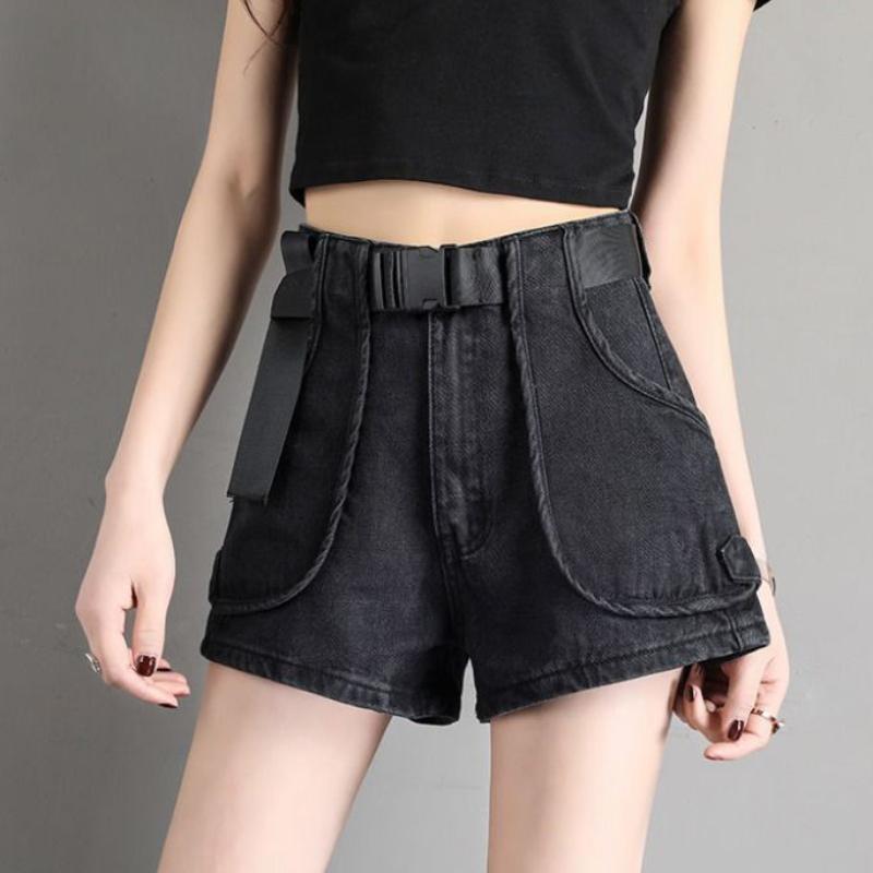 Women's Denim Shorts Women's Loose Straight Super High Waist Net Red Was Thin Summer A-line Pants