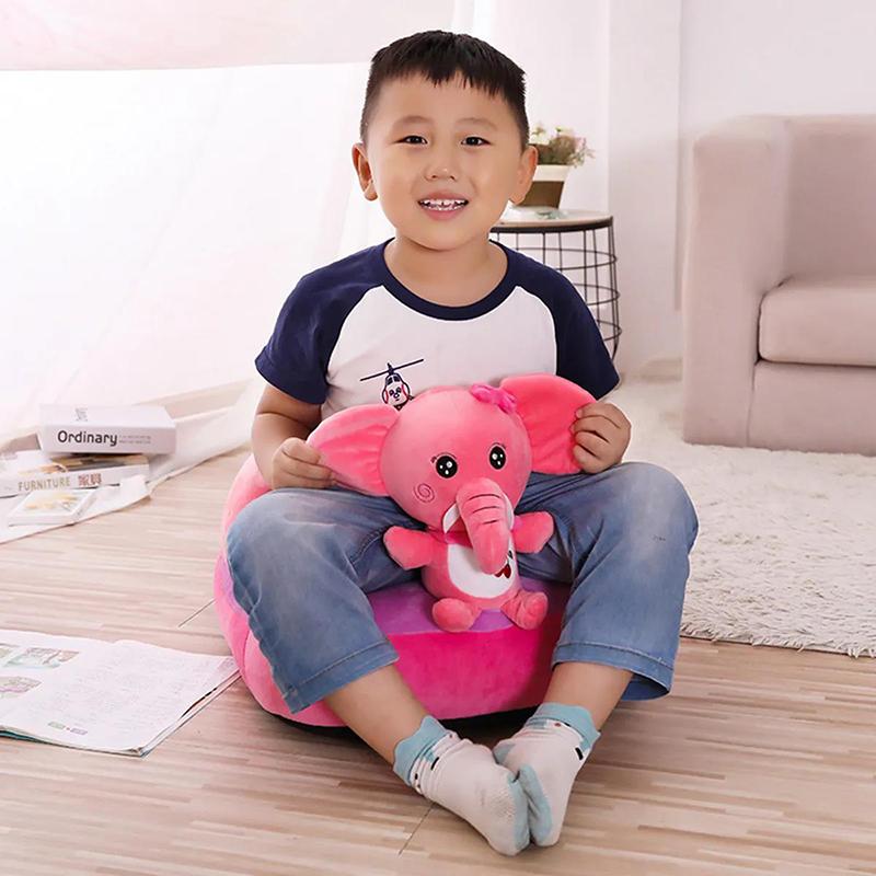 Children 4 Months-4 Years Old Cartoon Animal Seat High Elastic Sponge Bedroom Living Room Baby Room Thicker and Softer Plush Baby Sofa