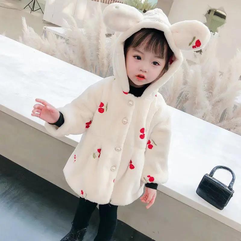 Girls' Autumn and Winter Warm and Windproof Jacket Plus Velvet Thick Winter Clothes