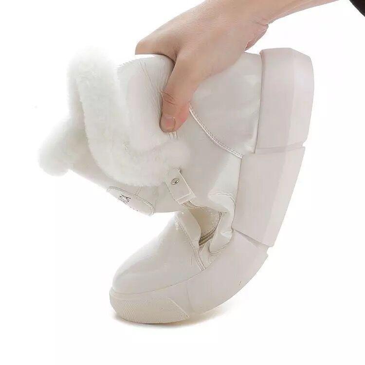 Waterproof Leather Snow Boots Woman Short Boots Women Long Plush Warm Ankle Booties Flat Footwear High Top Casual Sports Side Zipper Cotton Boots