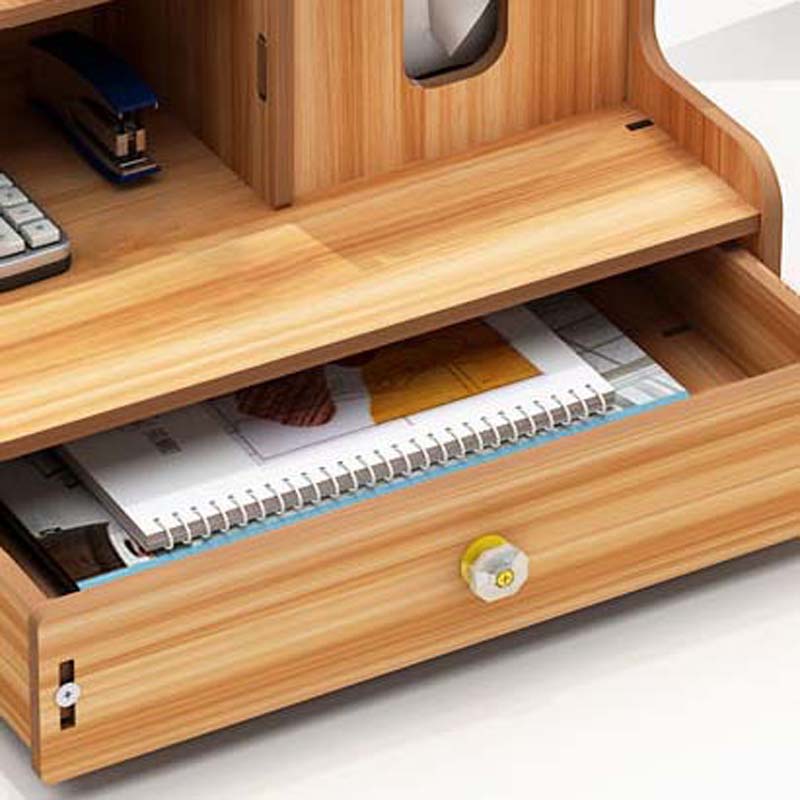 Creative Wooden Pen Holder Office Desk Shelf Student Home Small Object Storage Box