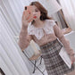 Pofulove Girly Lace V Neck Warm Knitwear Skin-friendly High Elastic Women Slim Pullover Sweater