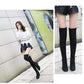 Black Elastic Flock Slim Fit Over The Knee Boots Women Autumn Winter Ladies High Heel Plus Velvet Thigh High Boots Chunky Heel Suede Boots