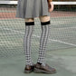 Autumn and Winter Knee Socks Thin Socks  Korean College Wind High Tube Pile Hose Leg Warmers Striped
