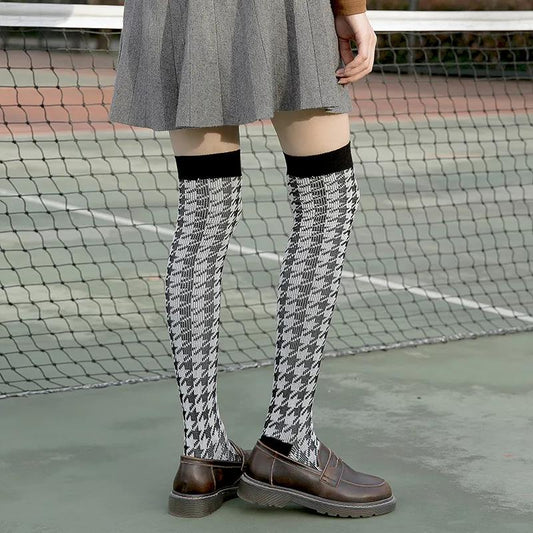 Autumn and Winter Knee Socks Thin Socks  Korean College Wind High Tube Pile Hose Leg Warmers Striped
