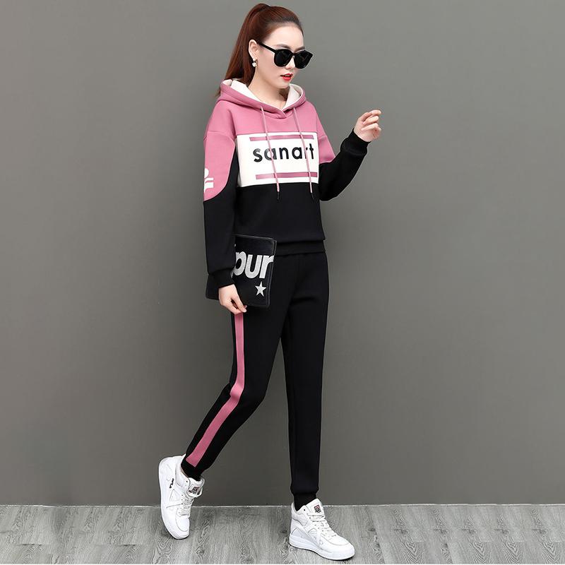 Casual Sports Suit Women's Loose Hooded Hoodie Sportswear Two-piece Suit Loose and Thin Hooded Hoodie Soft and Comfortable