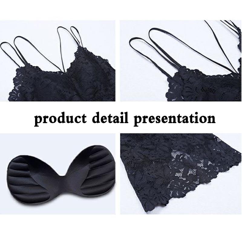 Lace Beauty Back Bra Integrated Camisole Top Outer Wear Trend Large Size Bottoming Underwear with Chest Pad