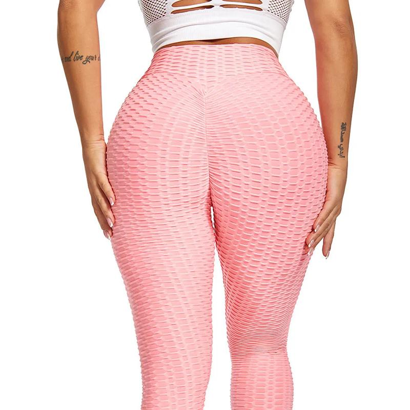 Women's Seamless Panties Bubble High Waist Jacquard Yoga Pants Peach Hip Sports Tight Pants Gym Running Jogging Bodybuilding Leggings