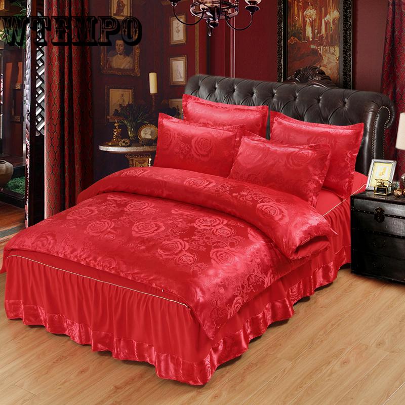Luxury Bedding Set queen king bed set Bedclothes satin jacquard Bedding Sets duvet cover