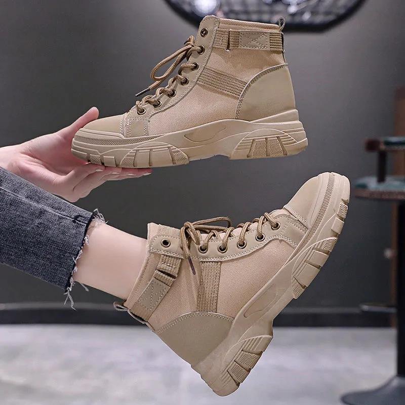 Women's Casual Martin Boots Women's Autumn British Style Short Boots Trendy Women's High-top Canvas Shoes