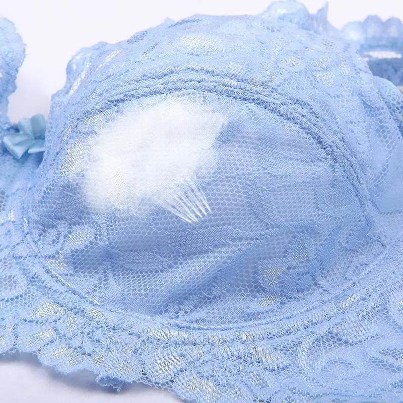 Ultra-thin Bra No Sponge Thin Underwear Gather Big Breasts Show Small Size Ladies No Rim Lace Bra Sexy Cute Light and Breathable