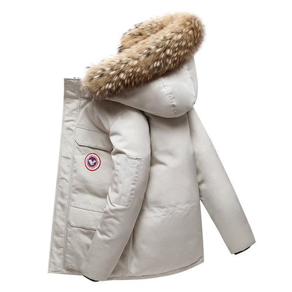 Winter Men's Down Jacket Mid-length Fur Collar Thickened  Youth Handsome Trendy Brand Korean Parker Jacket