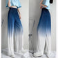 Gradient Color Ice Silk Wide-leg Pants Women's High-waisted Slim Drape Loose Straight Casual Pants Summer Printed Trousers
