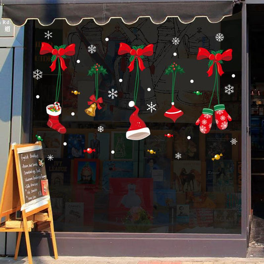 Christmas stickers cartoon pendants personalized window Christmas socks shop glass door stickers