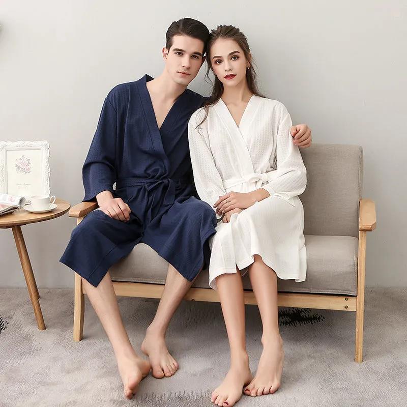 Large Size Thin Bathrobe Men Long Robe Coat Ladies Shawl Bathrobe Absorbent and Quick-drying Home Clothes