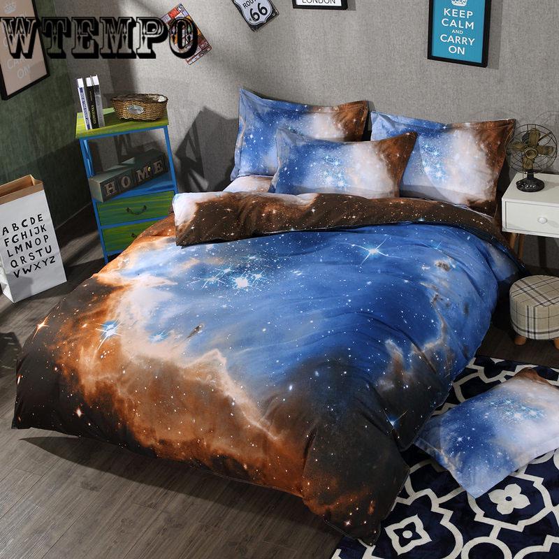 Colorful Galaxy Microfiber Duvet Cover Set Twin King Size Bed Set 3D Printed Bedding Set