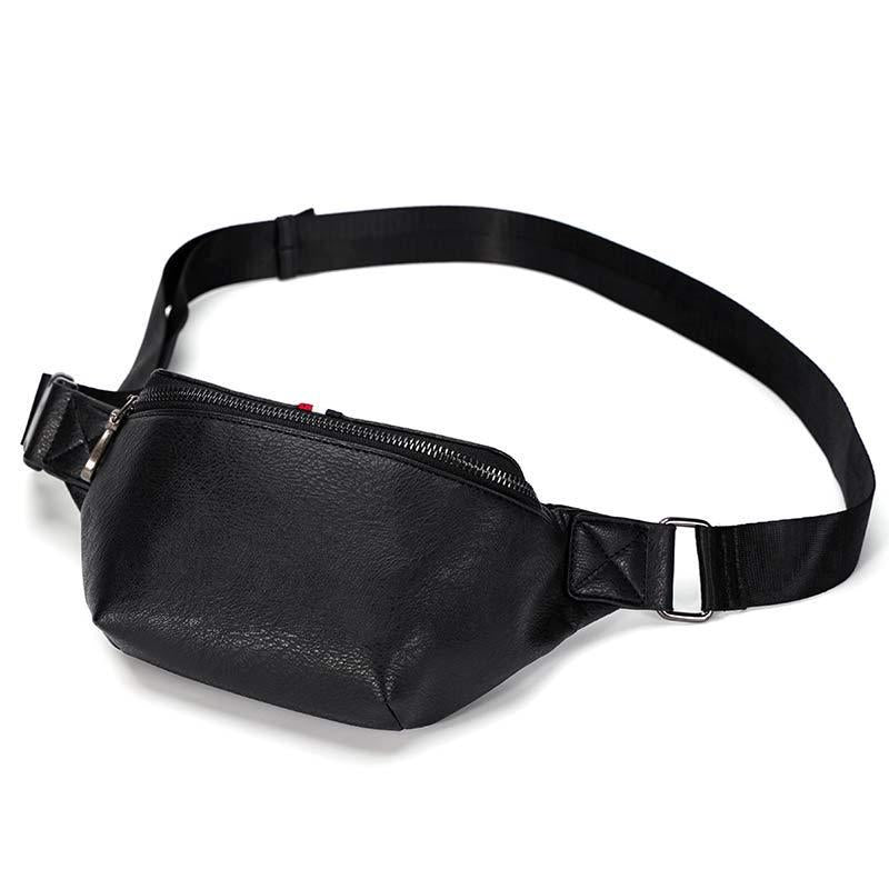 Waist Bag Men Black with Headphones Hole Chest Bag Phone Bag Outdoor Sports Shoulder Bag