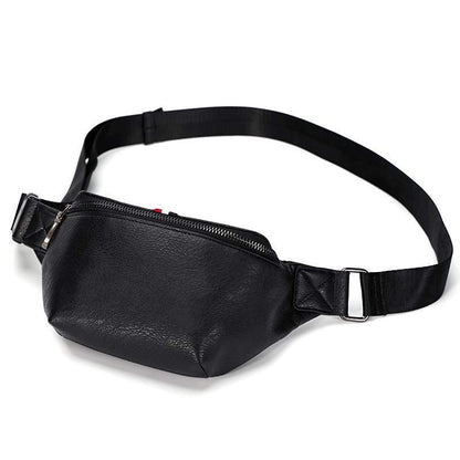 Waist Bag Men Black with Headphones Hole Chest Bag Phone Bag Outdoor Sports Shoulder Bag