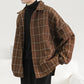 Plaid Jacket Men's Autumn and Winter Thick Loose Cotton-padded Jacket Youth Trend Retro Jacket