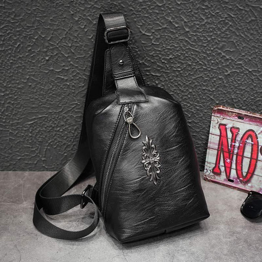 Hip-hop Chest Bag Men Black Multi-pocket Rivet Crossbody Outdoor Sports Fitness Shoulder Bag