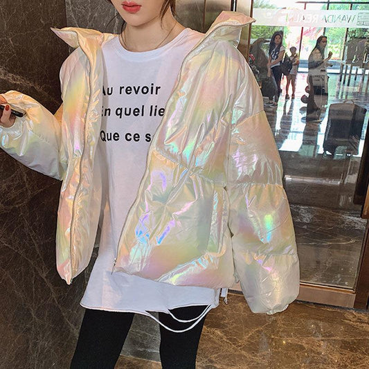 Women's Short Cotton-padded Jacket Shiny Cotton-padded Jacket Student Korean Style Loose Coat Women's Tide Ins Winter Bread Coat