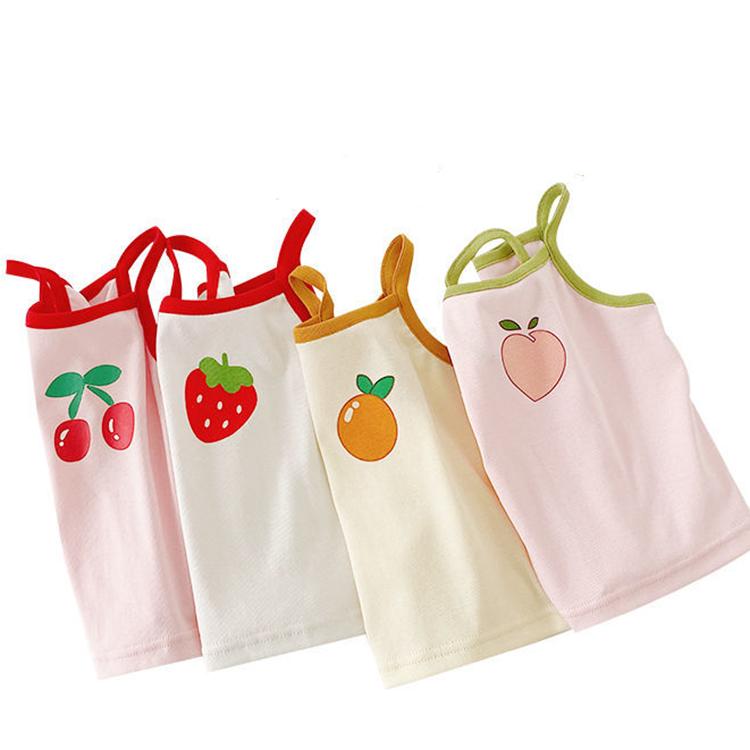 Summer Kids Cute Printing Vest Sleeveless Tops Korean Style Slash Neck Slim Camisole for Children Girls