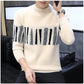 Men's Mink Fleece Crew Neck Sweater Korean Style Autumn and Winter Slim Knit Sweater Shirt Pullover Printing Long Sleeves Top Shirt Soft Sweater