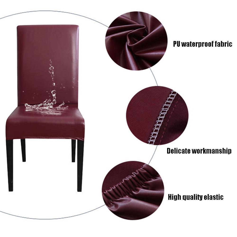 2/4/6Pcs Waterproof Chair Cover PU Leather Fabric Chair Covers Big Elastic Seat Chair Covers Stretch Seat Case For Home Banquet