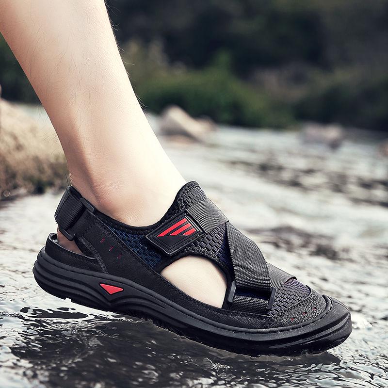 Men's Sandals Trend Breathable Soft Bottom Fashion Hole Outdoor Beach Sandals Men Relaxed and Comfortable