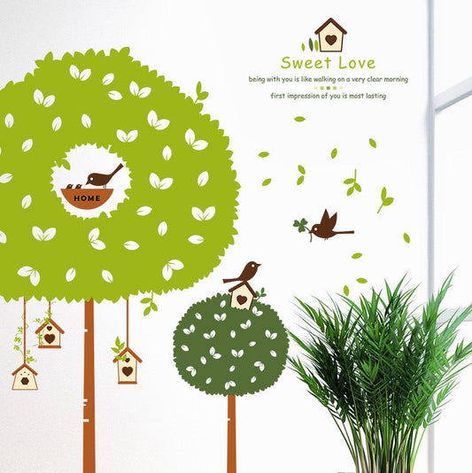 Fresh small tree children room flat decorative background mural wall stickers removable