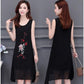 Chiffon Vest Elegant Dress Female Large Round Neck Sleeveless Embroidery Versatile Vest Holiday Dress