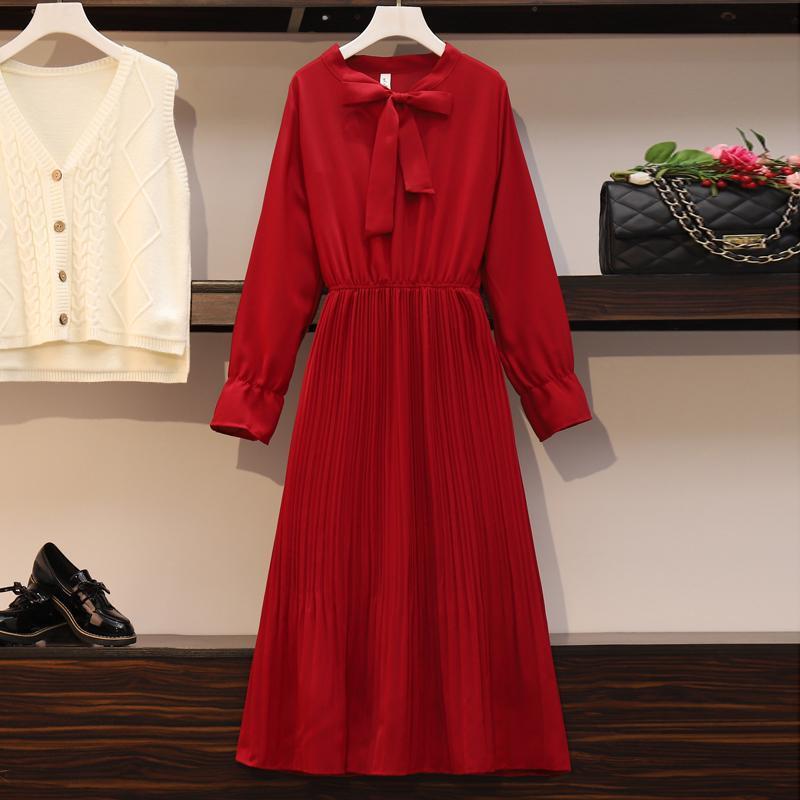 2 Pieces Ladies Dress Suit Spring and Autumn Long Sleeve Mid-length Casual Vacation Office Home