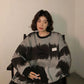 Women's Spring Tie Dye Round Neck Sweater Lazy Striped Ins Jacket Top Ladies Casual Loose Pullover Long Sleeve Shirt Top
